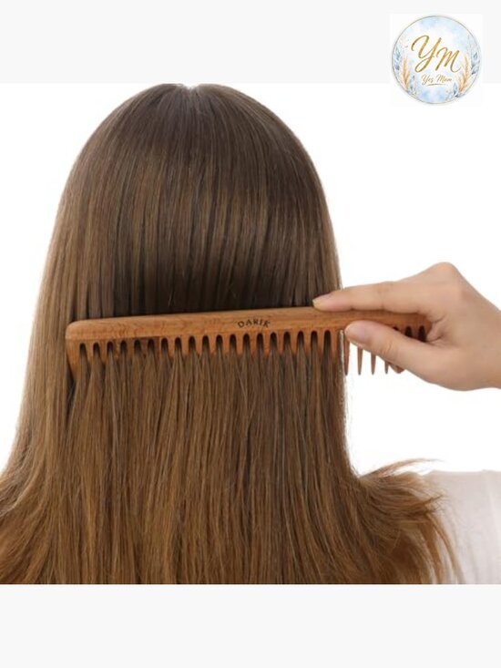 Handmade Wide Tooth Wooden Comb - Anti-Static Detangling Hair Comb